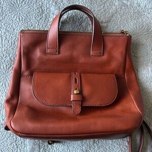 Fossil Hunter Brown Leather Backpack - used once, like new!